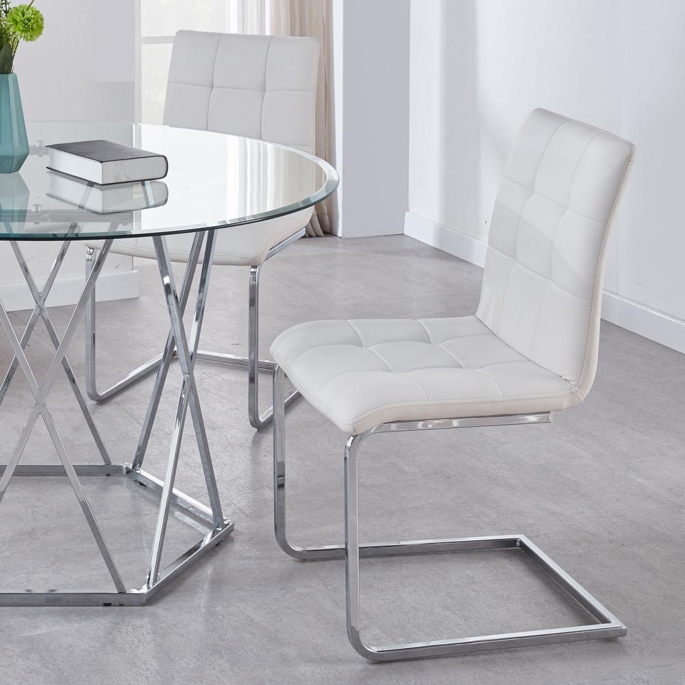 Escondido Vegan Leather Side Chair, White. Picture 5