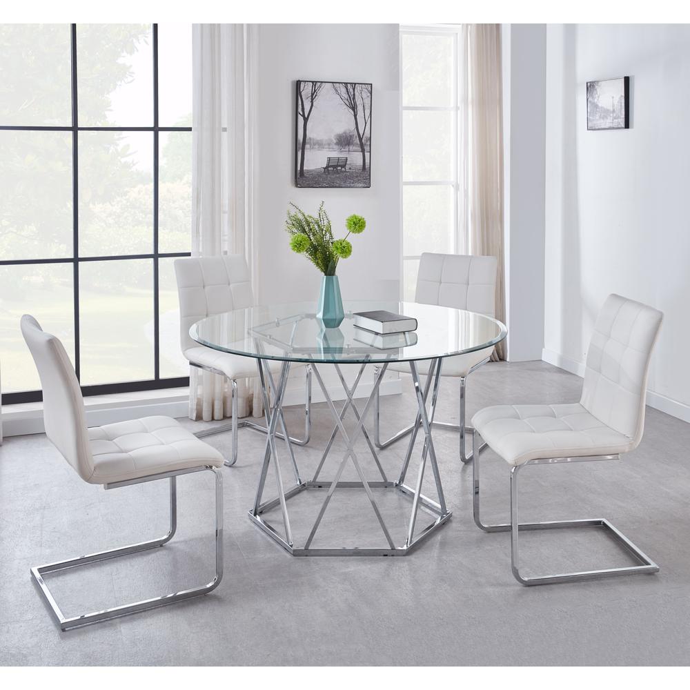Escondido Vegan Leather Side Chair, White. Picture 6