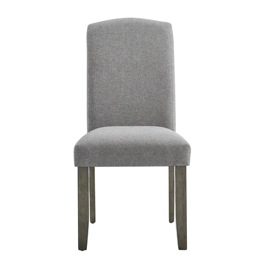 Polyester Upholstered Dining Chair with Birch Wood and Iron Legs, Gray. Picture 1