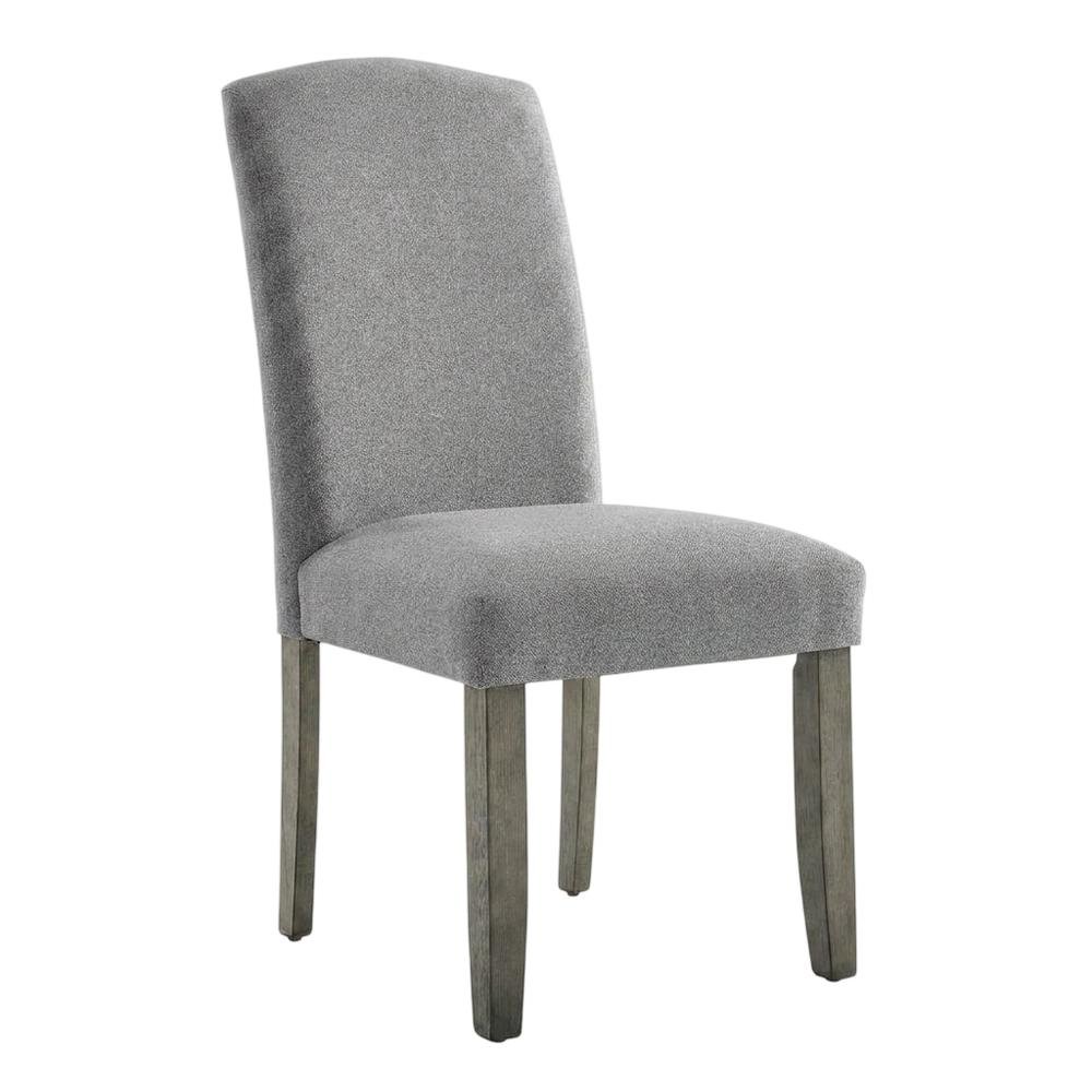 Polyester Upholstered Dining Chair with Birch Wood and Iron Legs, Gray. Picture 4