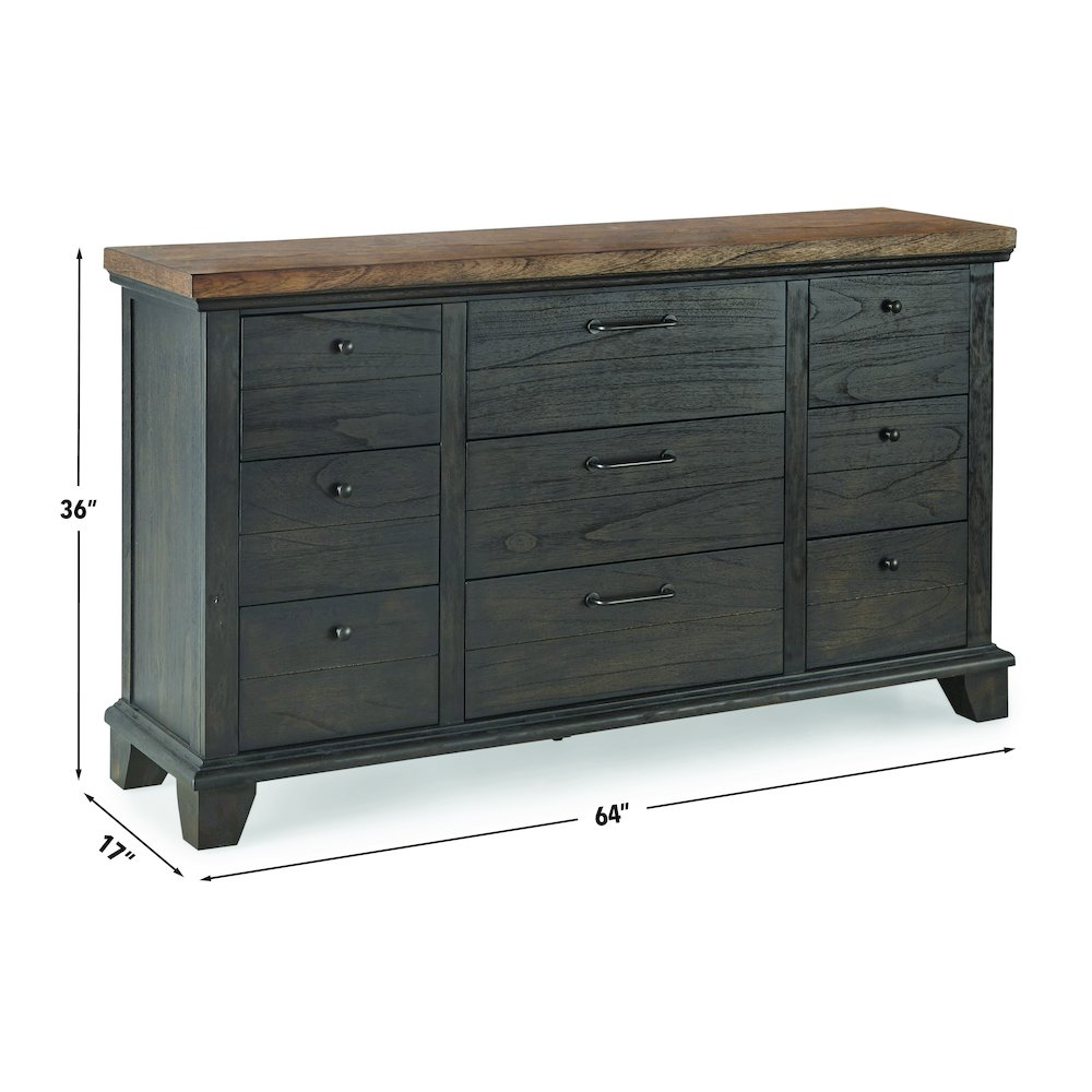 Bear Creek 9-Drawer Dresser, Brown. Picture 8