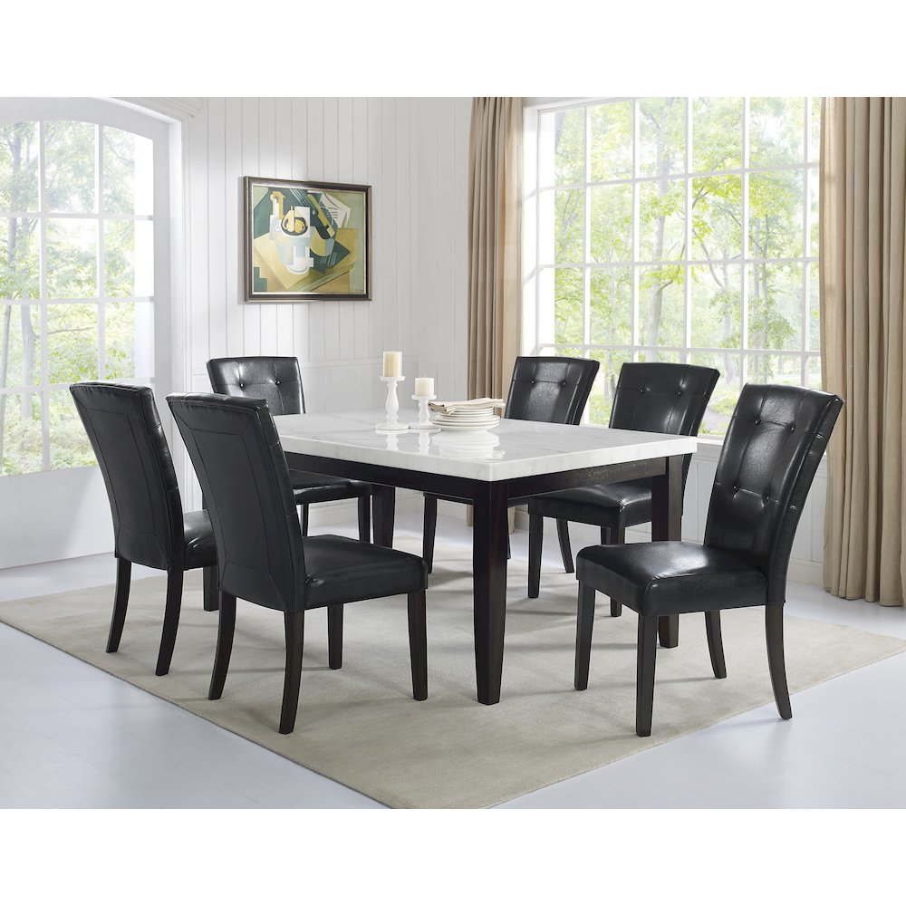 Francis Rectangular White Marble Dining Table. Picture 2
