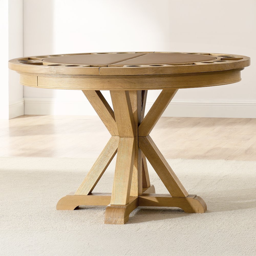 Rylie Dining Table with Game Top, Natural Finish. Picture 3