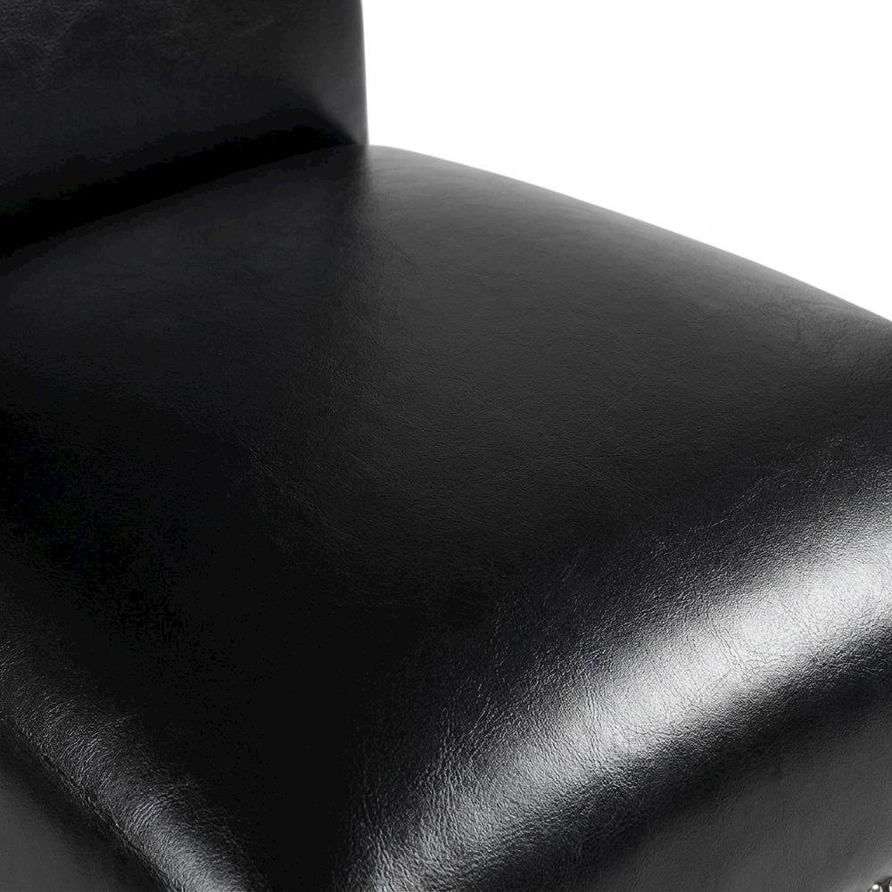 Faux Leather Upholstered Dining Chairs with Birch Legs, Black, Set of 2. Picture 6