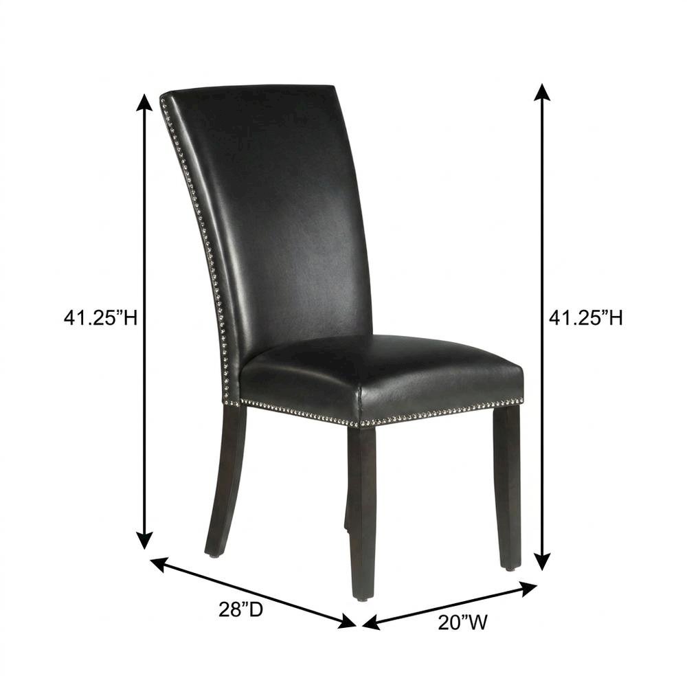 Faux Leather Upholstered Dining Chairs with Birch Legs, Black, Set of 2. Picture 5