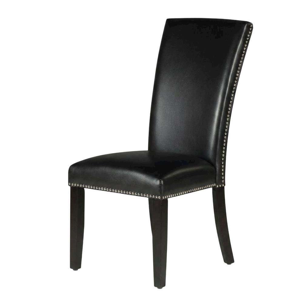 Faux Leather Upholstered Dining Chairs with Birch Legs, Black, Set of 2. Picture 4