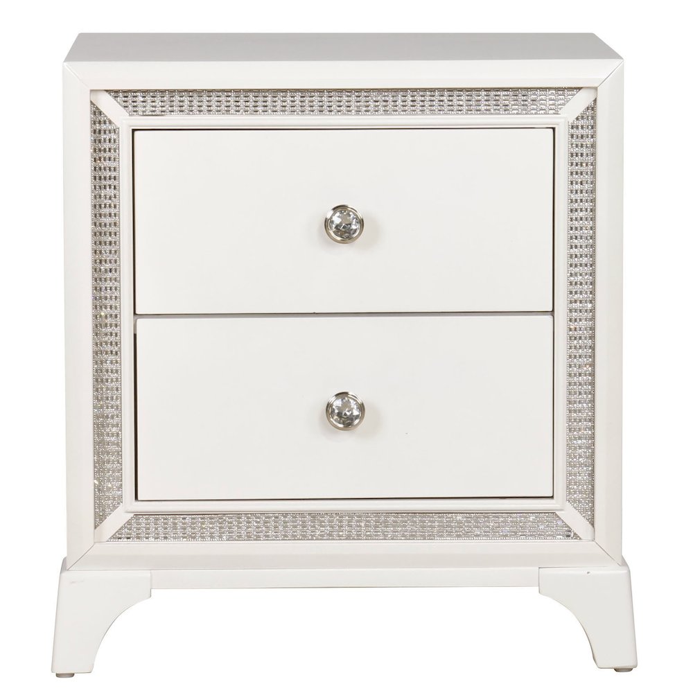 Cassie Illuminating Glam Nightstand, Pearl Finish. Picture 4