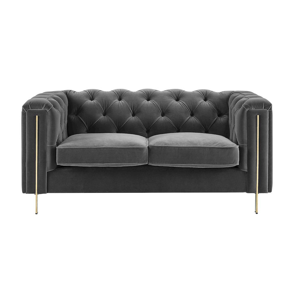 Charlene Gray Velvet Loveseat. Picture 3