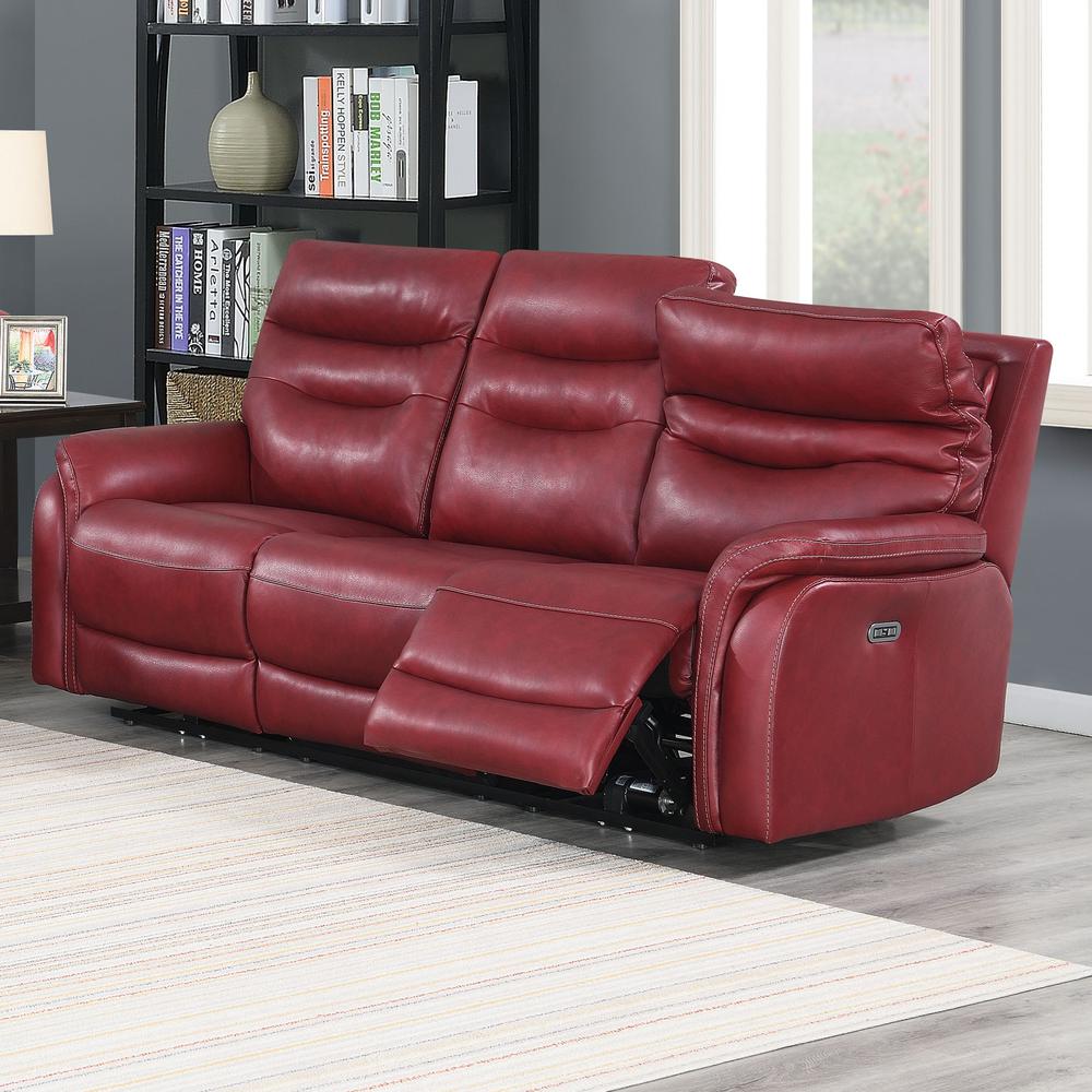 Power Recliner Sofa - Dark Red, Dark Red. Picture 1