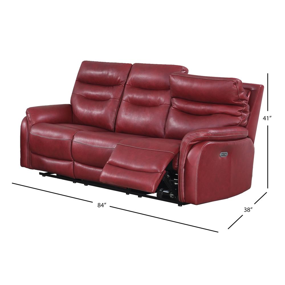 Power Recliner Sofa - Dark Red, Dark Red. Picture 2