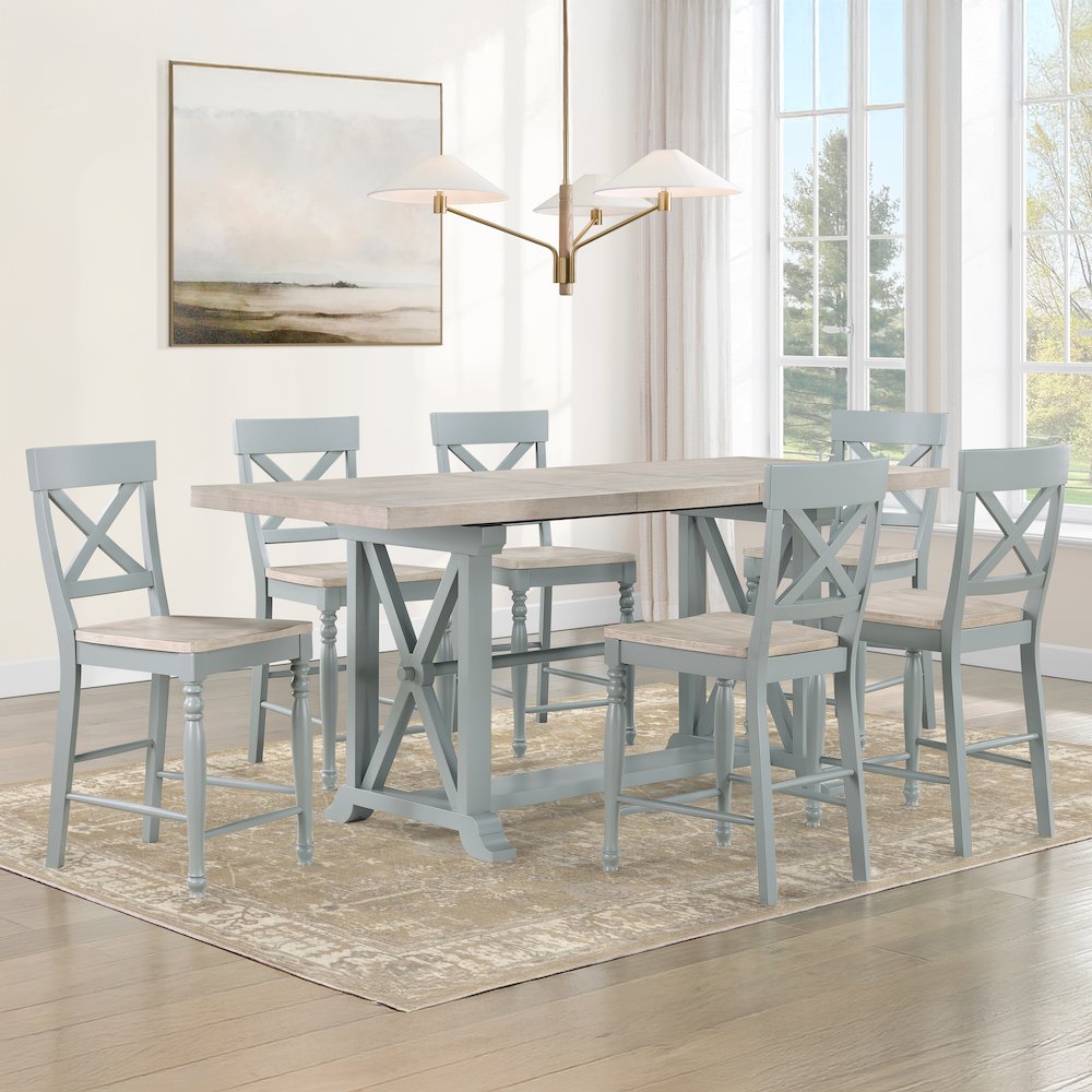 Darcy 7pc Counter Dining Set Green. Picture 4