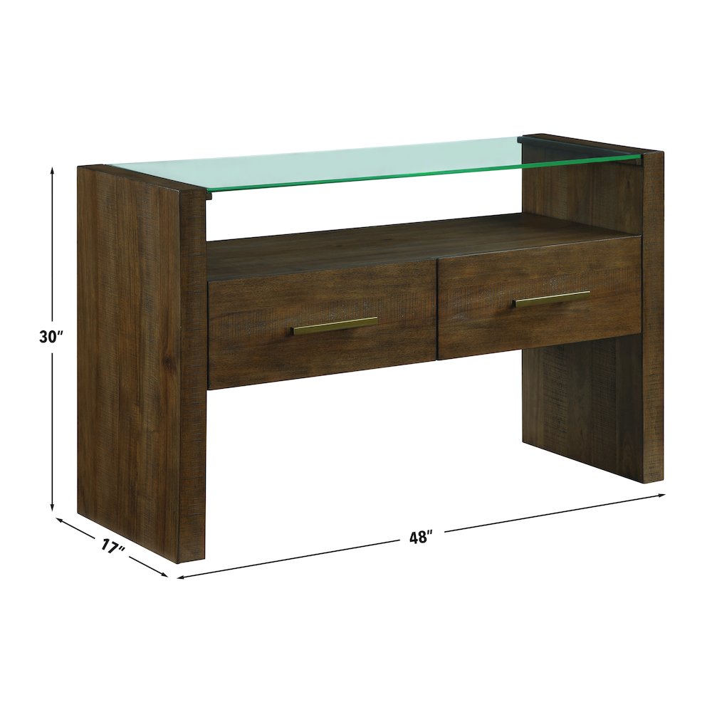 Garland Glass Top Sofa Table, Toffee Finish. Picture 9