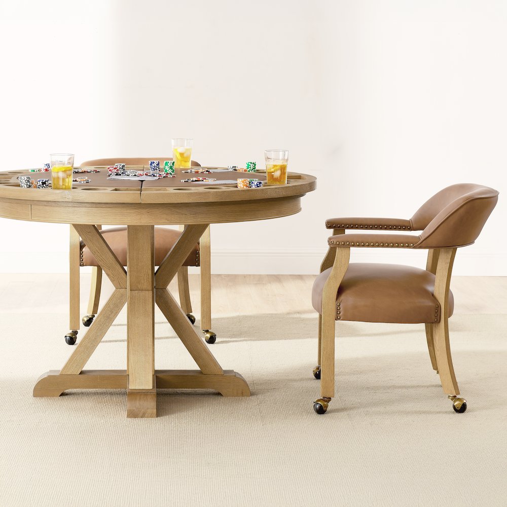 Rylie Dining Table with Game Top & 4 Captains Chairs, Natural Finish. Picture 5