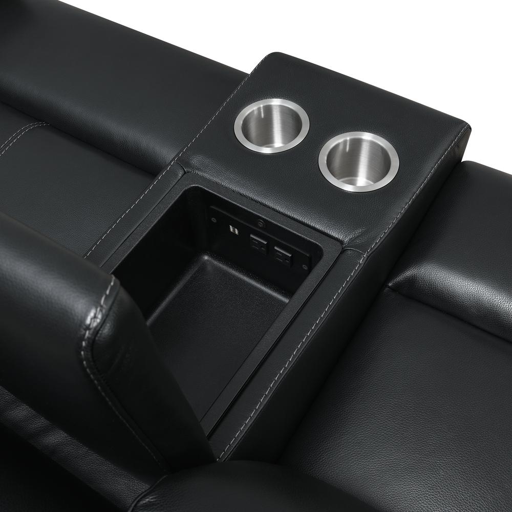 Giorno Power Console Loveseat - Black. Picture 10