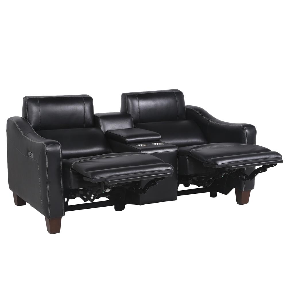 Giorno Power Console Loveseat - Black. Picture 3