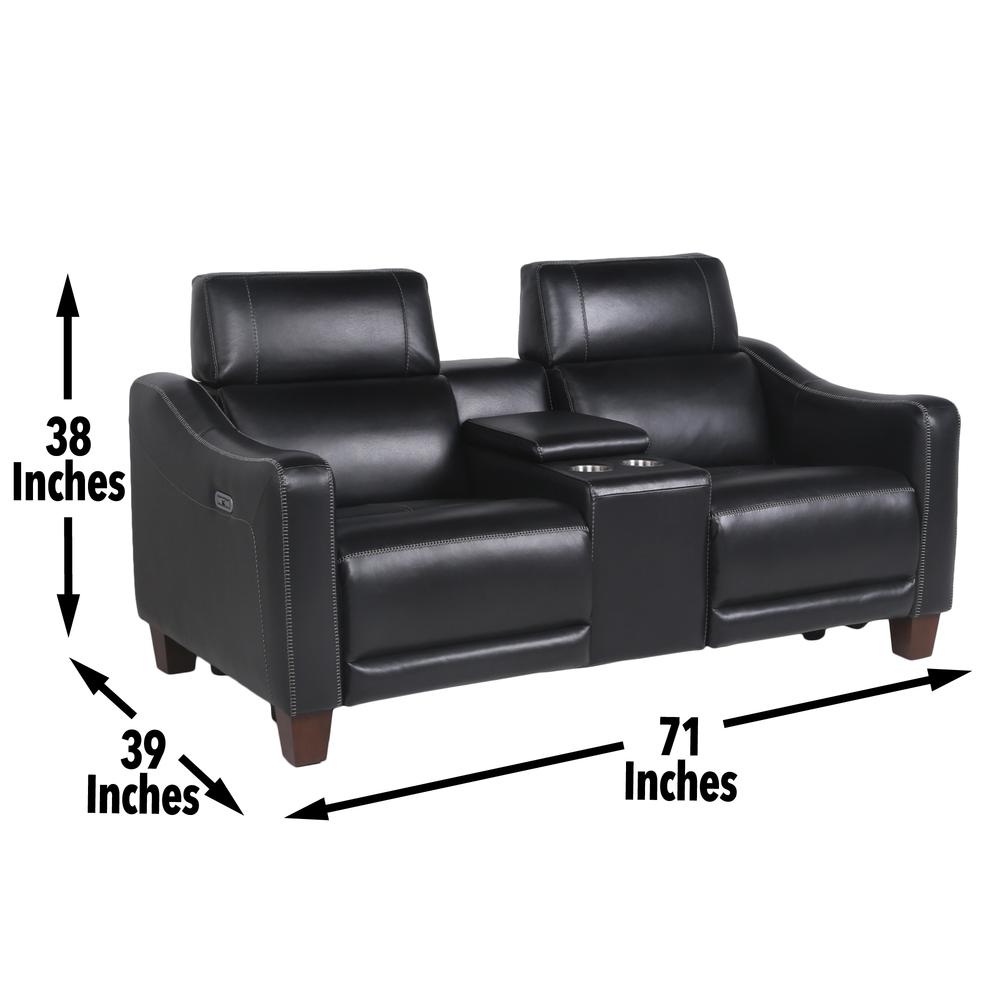 Giorno Power Console Loveseat - Black. Picture 11