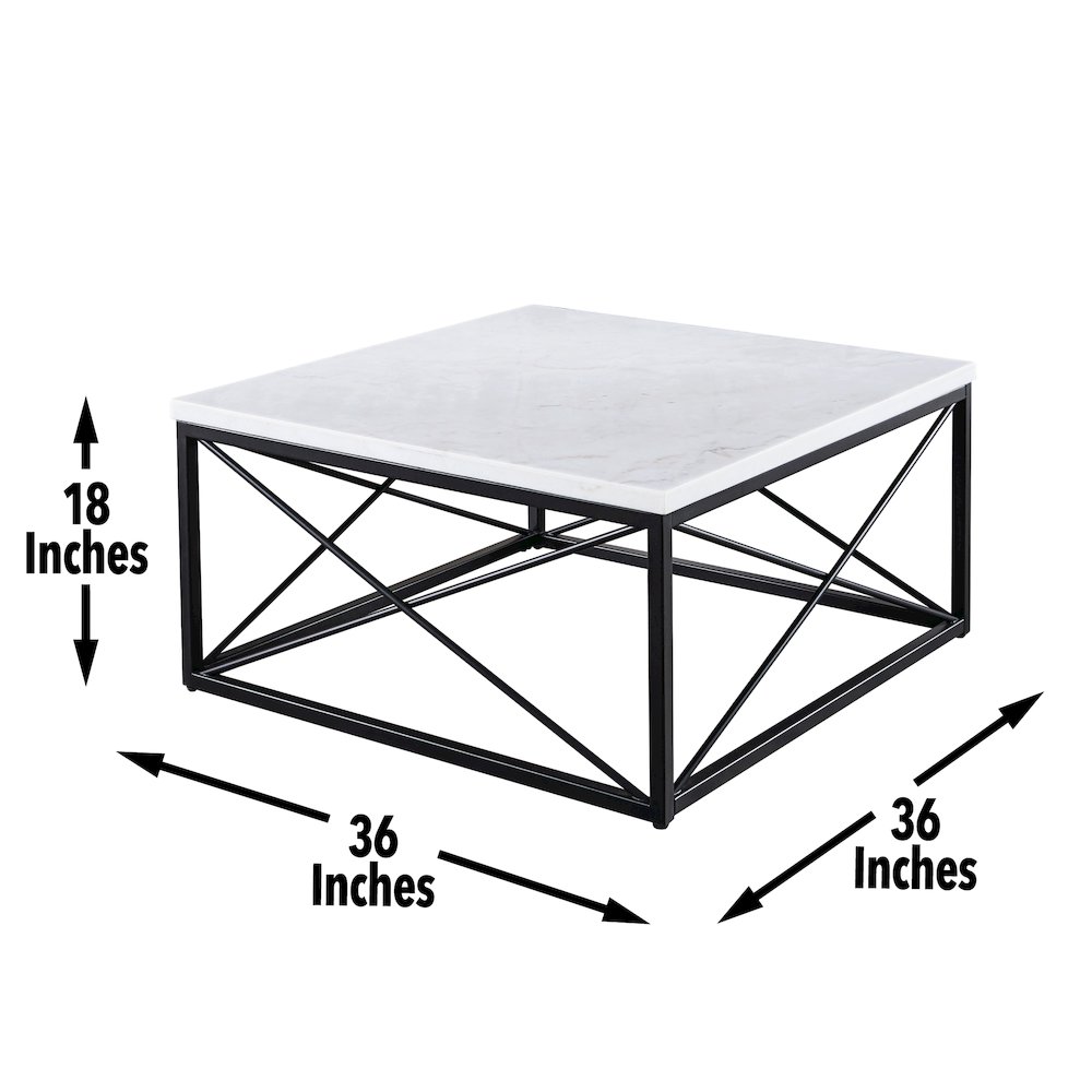 Skyler White Marble Top Square. Picture 6
