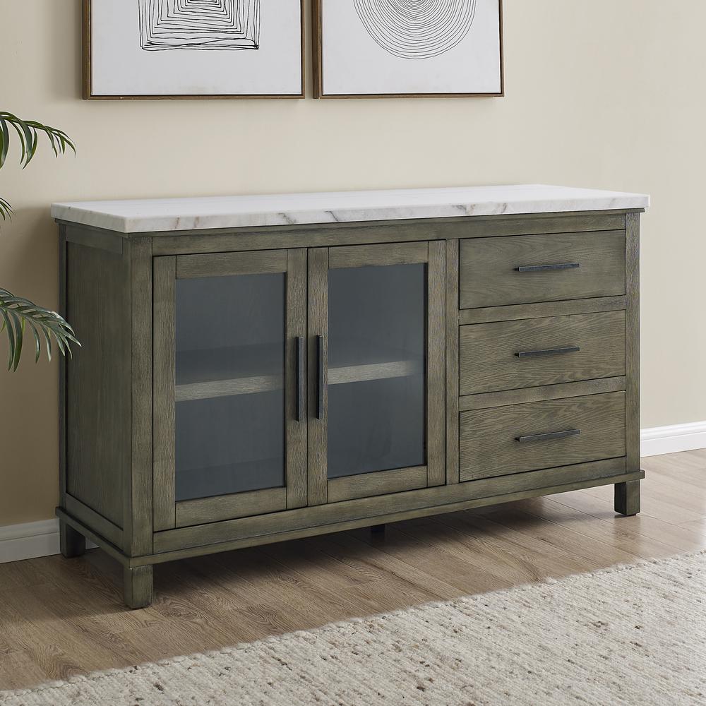 Grayson White Marble Top Server. Picture 1