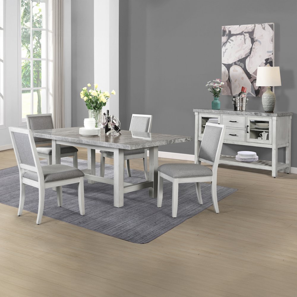 Canova 5pc Dining Gray Marble. Picture 4