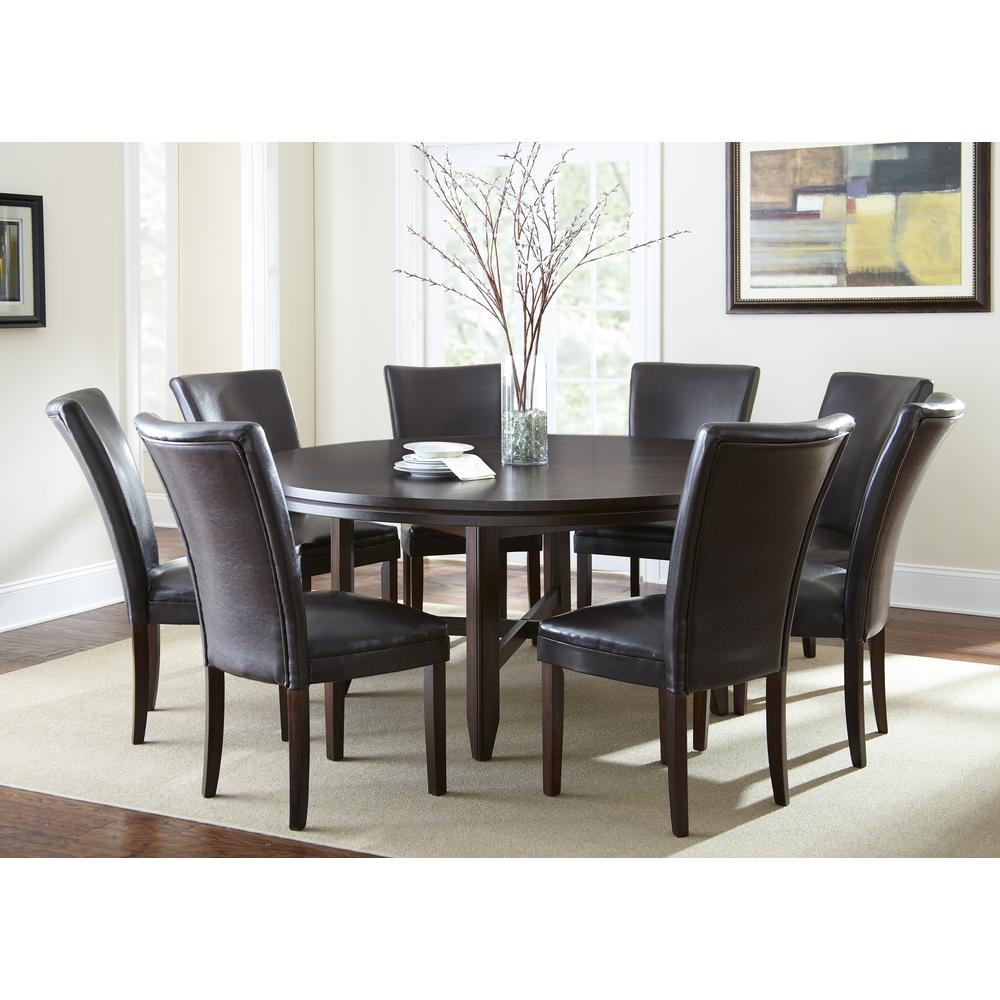 9 Pc Dining Set, Dark oak wood finish with burnishing. Picture 1