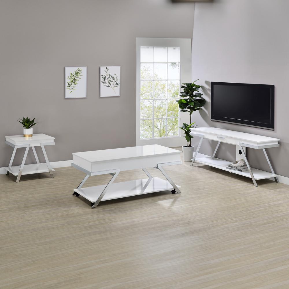 Zena White Square End Table. Picture 4