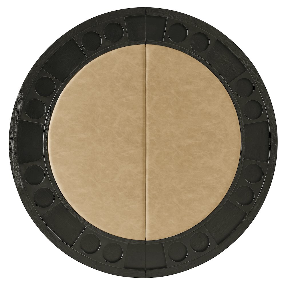 Rylie Dining Table with Game Top, Black Finish with Sand Vegan Leather. Picture 8
