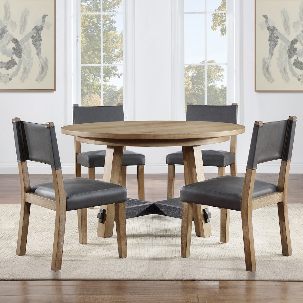 Aubrey Brown 5pc Round Dining Set. Picture 4