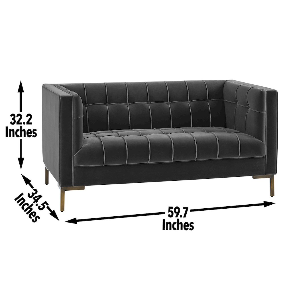 Isaac Stitch Gray Velvet Loveseat. Picture 8