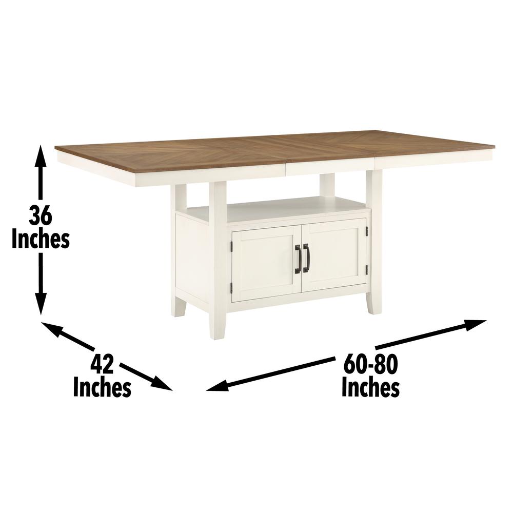 60-80" Counter Table with 20-inch Leaf, Brown. Picture 5