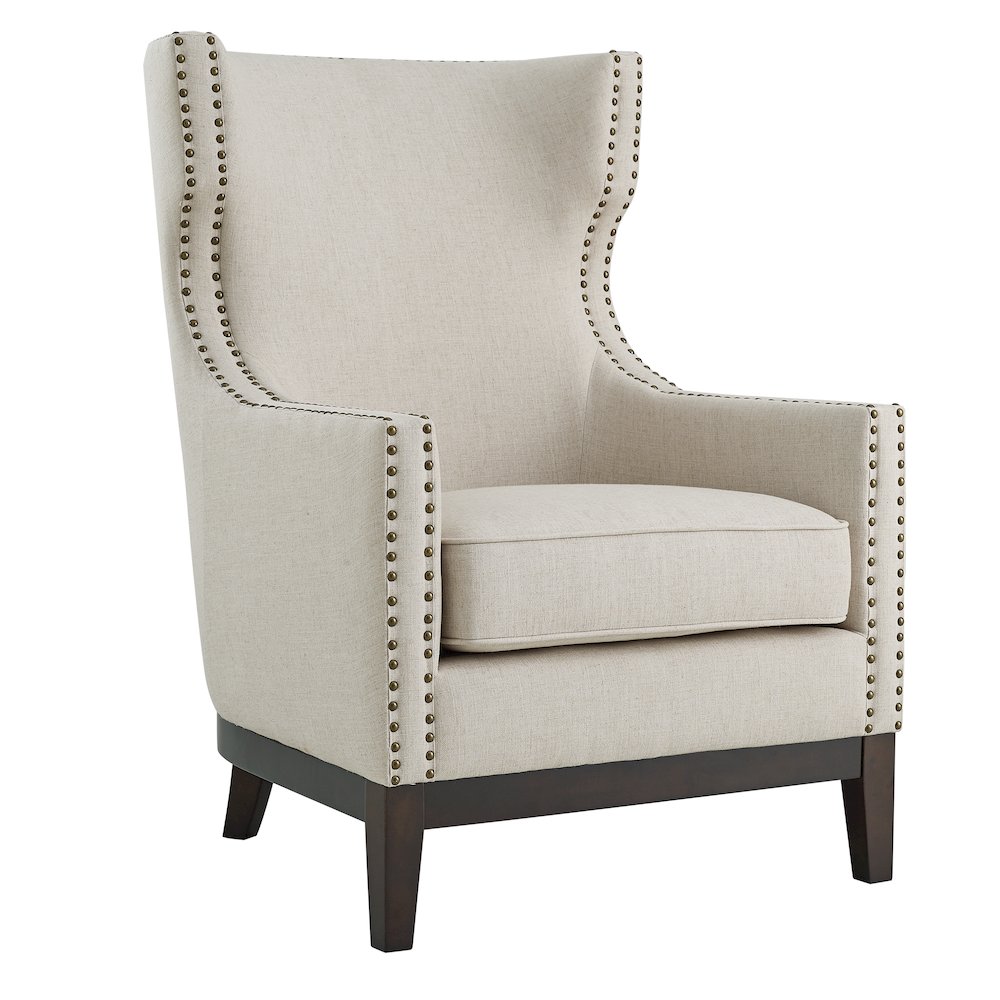 Roswell Linen Accent Chair - Beige. Picture 1