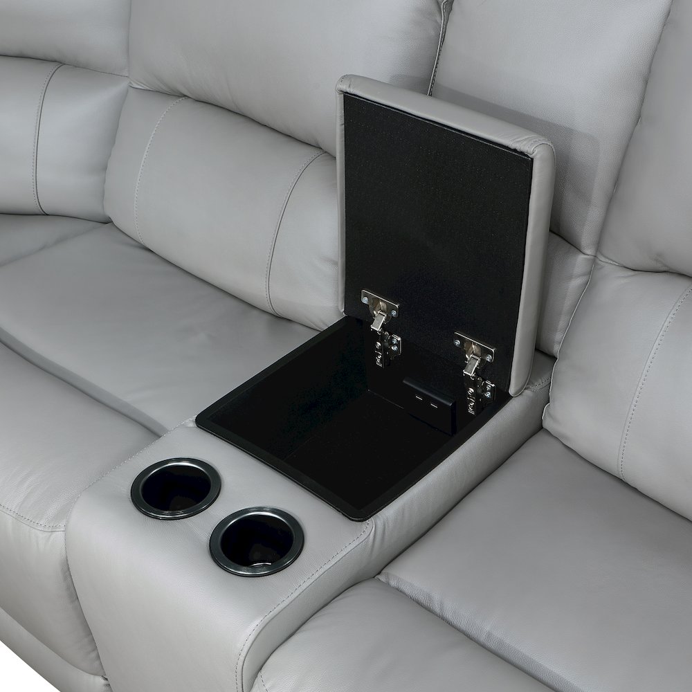 Alexandria Leather 5pc Power Sec, Stone. Picture 3