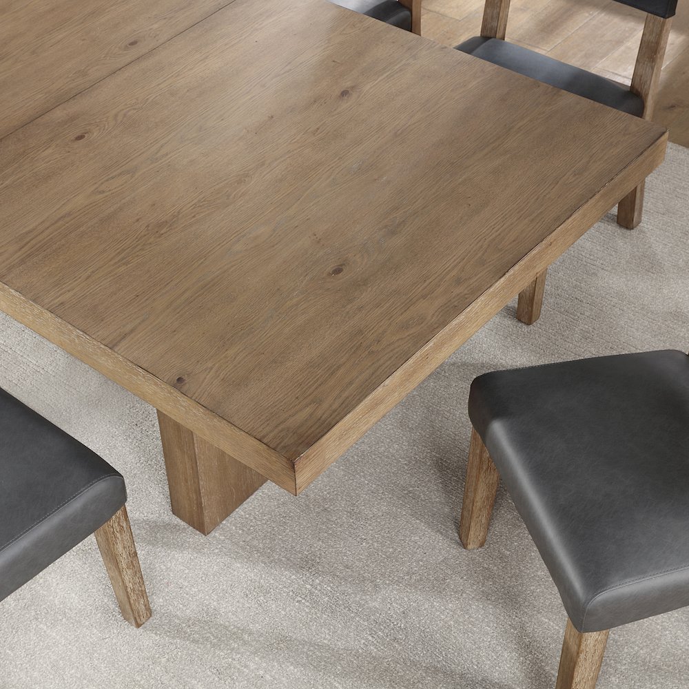 Aubrey 7-Piece 78-96" Dining Table Set with 6 Upholstered Parsons Chairs, Brown. Picture 8