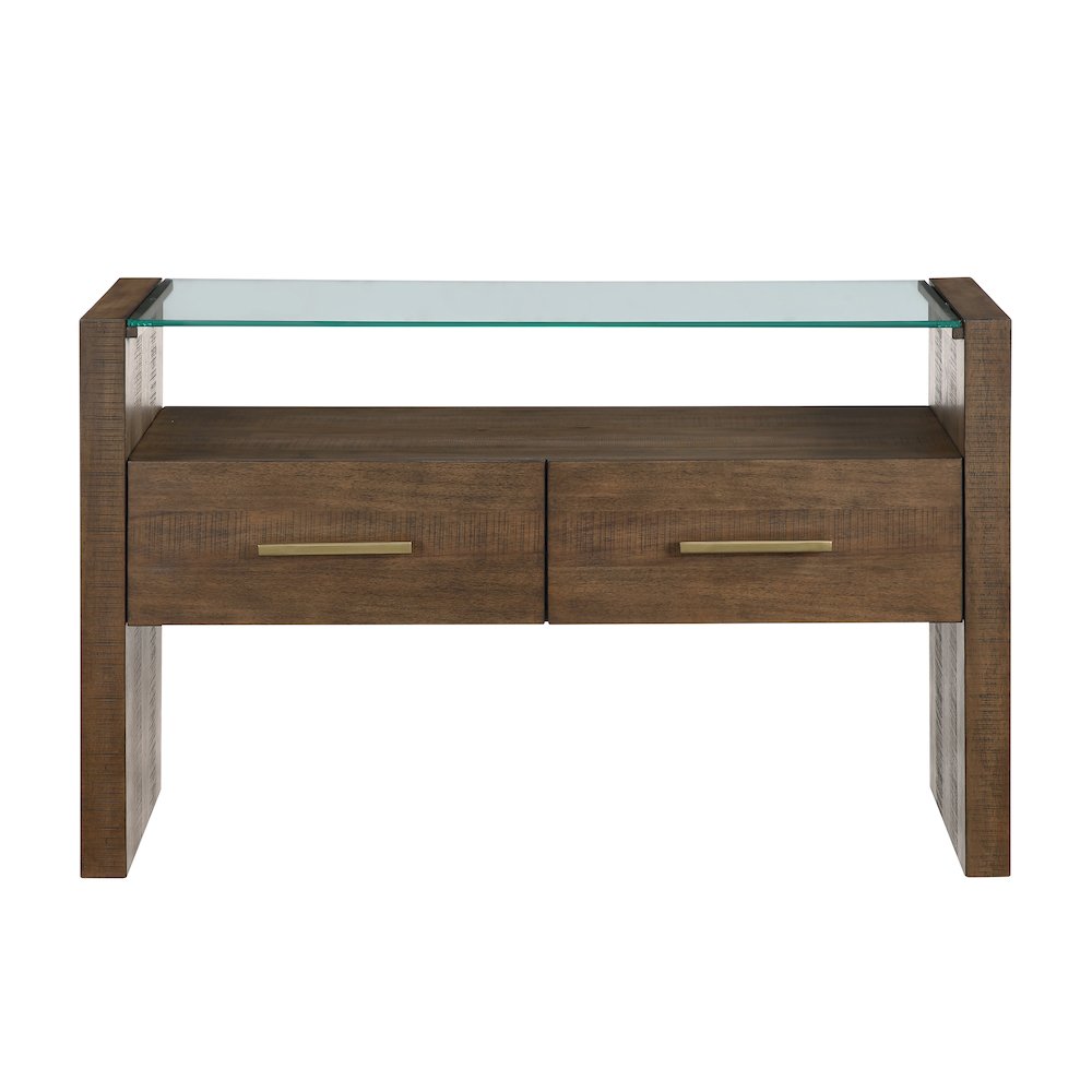 Garland Glass Top Sofa Table, Toffee Finish. Picture 3