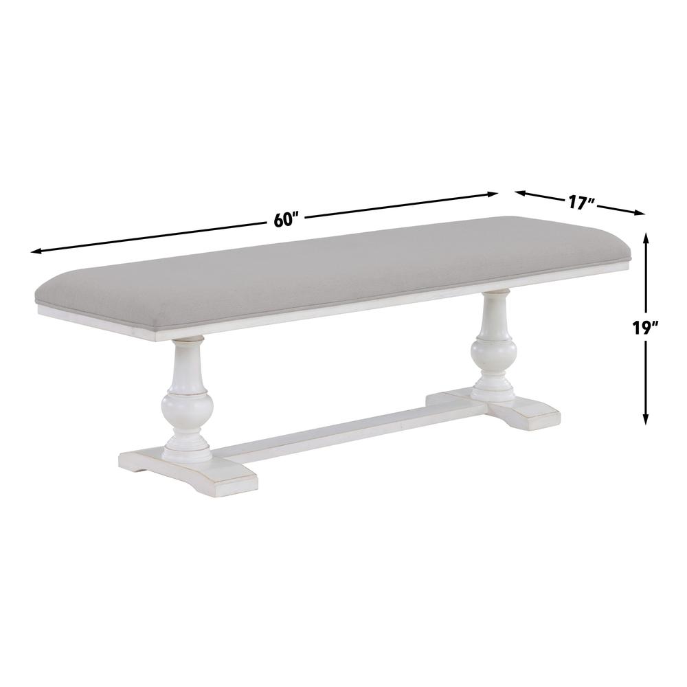Warren 60" Upholstered Bench, White. Picture 4