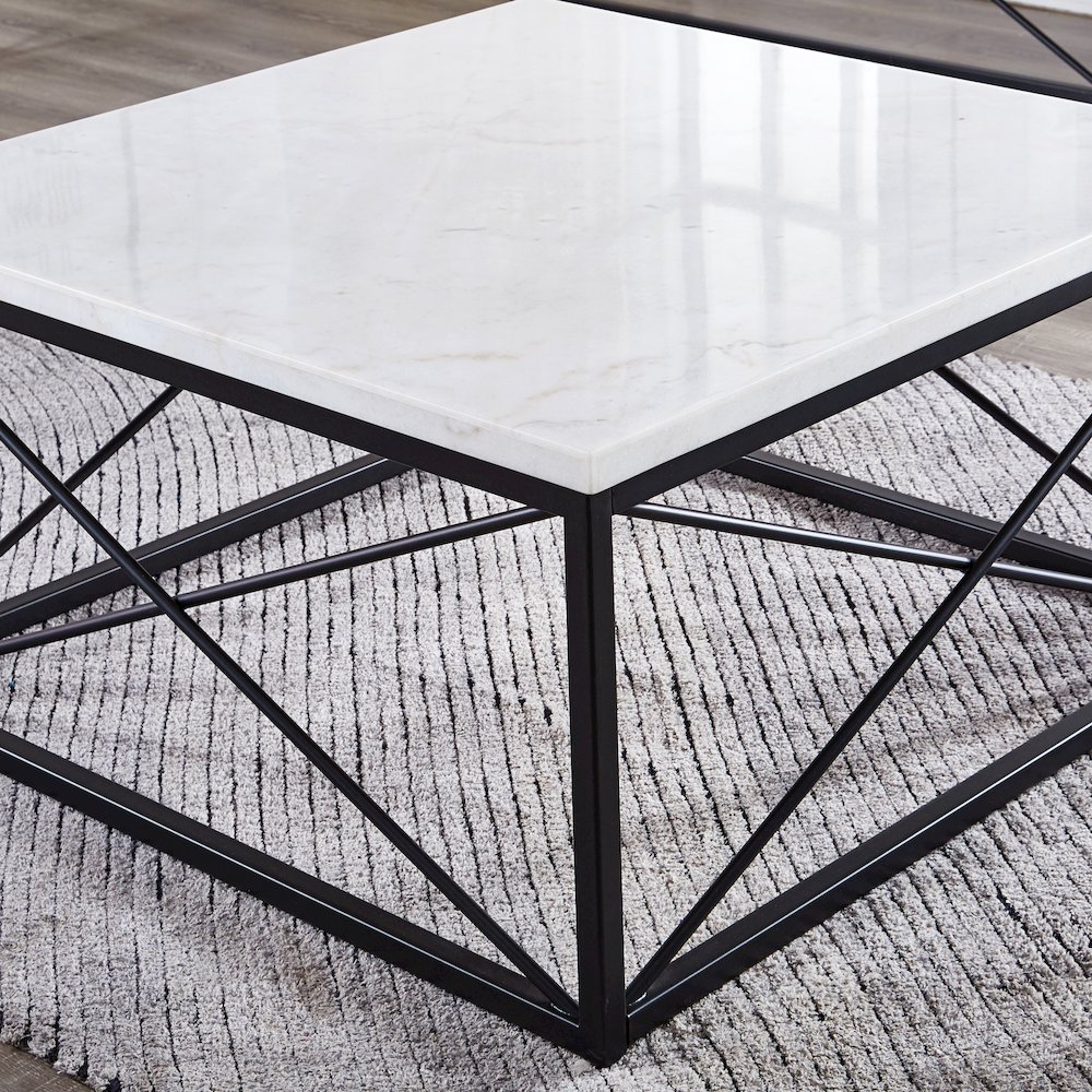 Skyler White Marble Top Square. Picture 5