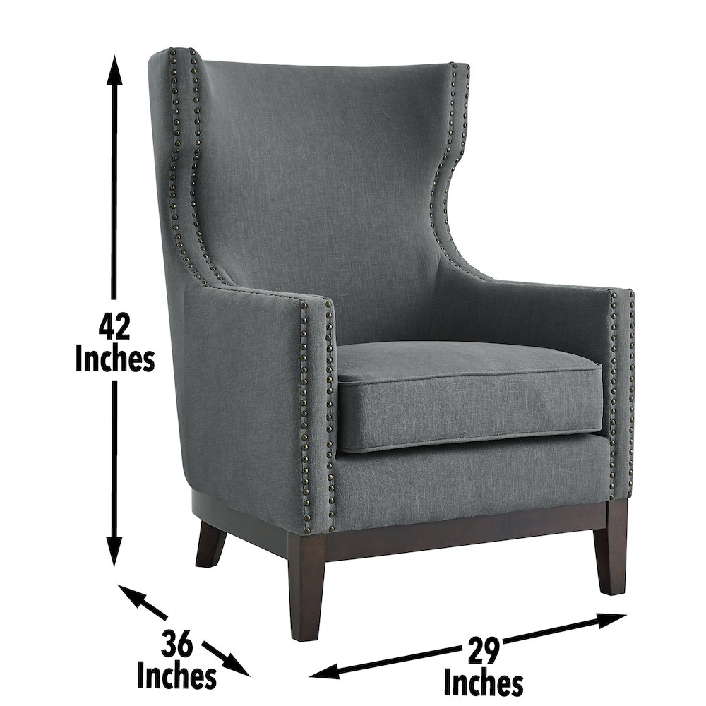 Roswell Linen Accent Chair - Gray. Picture 7