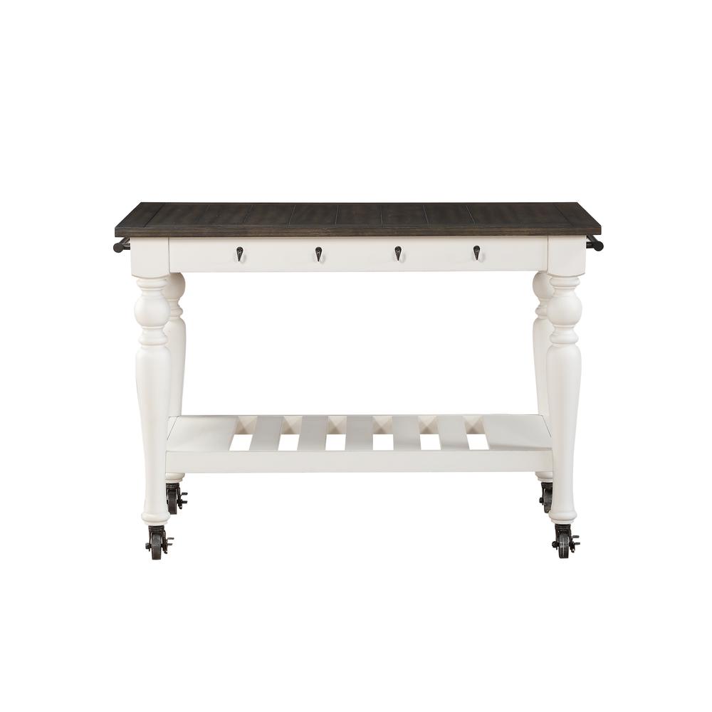 Kitchen Cart, Two-tone ivory and dark oak finish. Picture 4