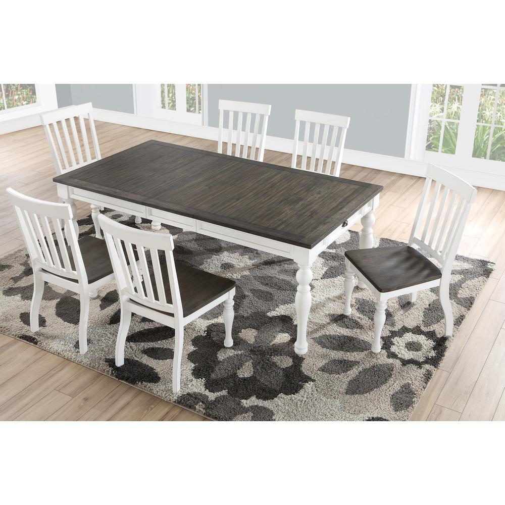 Two Tone Dining Table, Two-tone ivory and dark oak finish. Picture 17