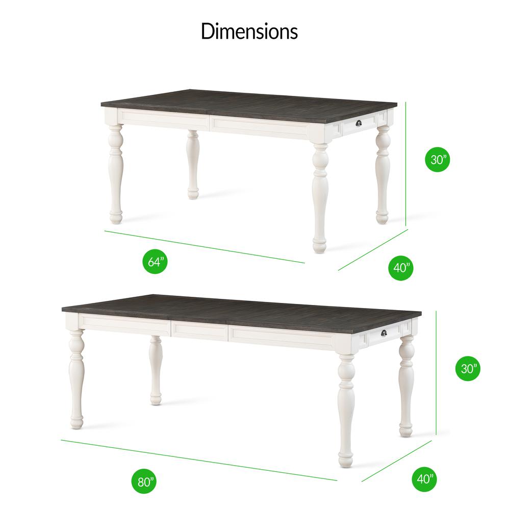 Two Tone Dining Table, Two-tone ivory and dark oak finish. Picture 2