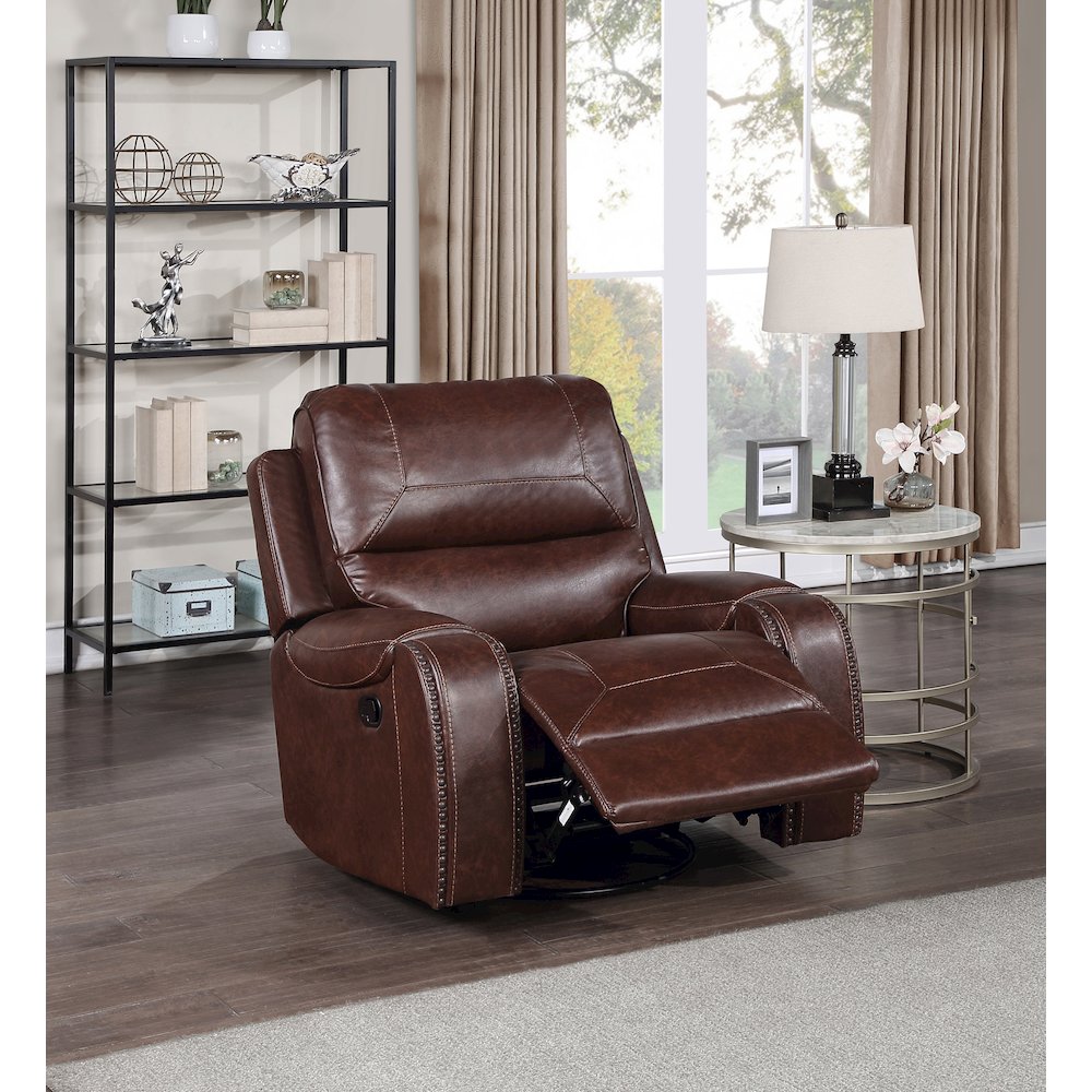 Keily Brown Manual Recliner. Picture 6