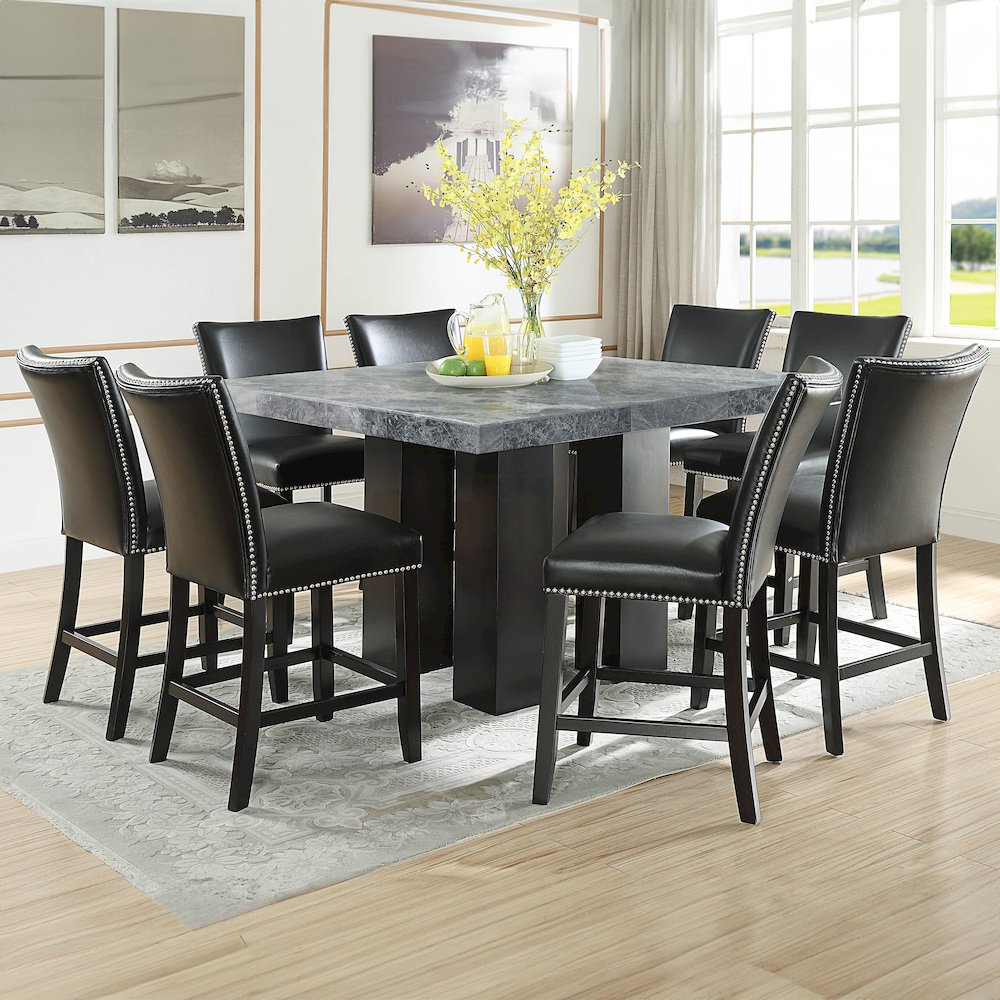Camila Square 9PC Counter Set Black Chair. Picture 4