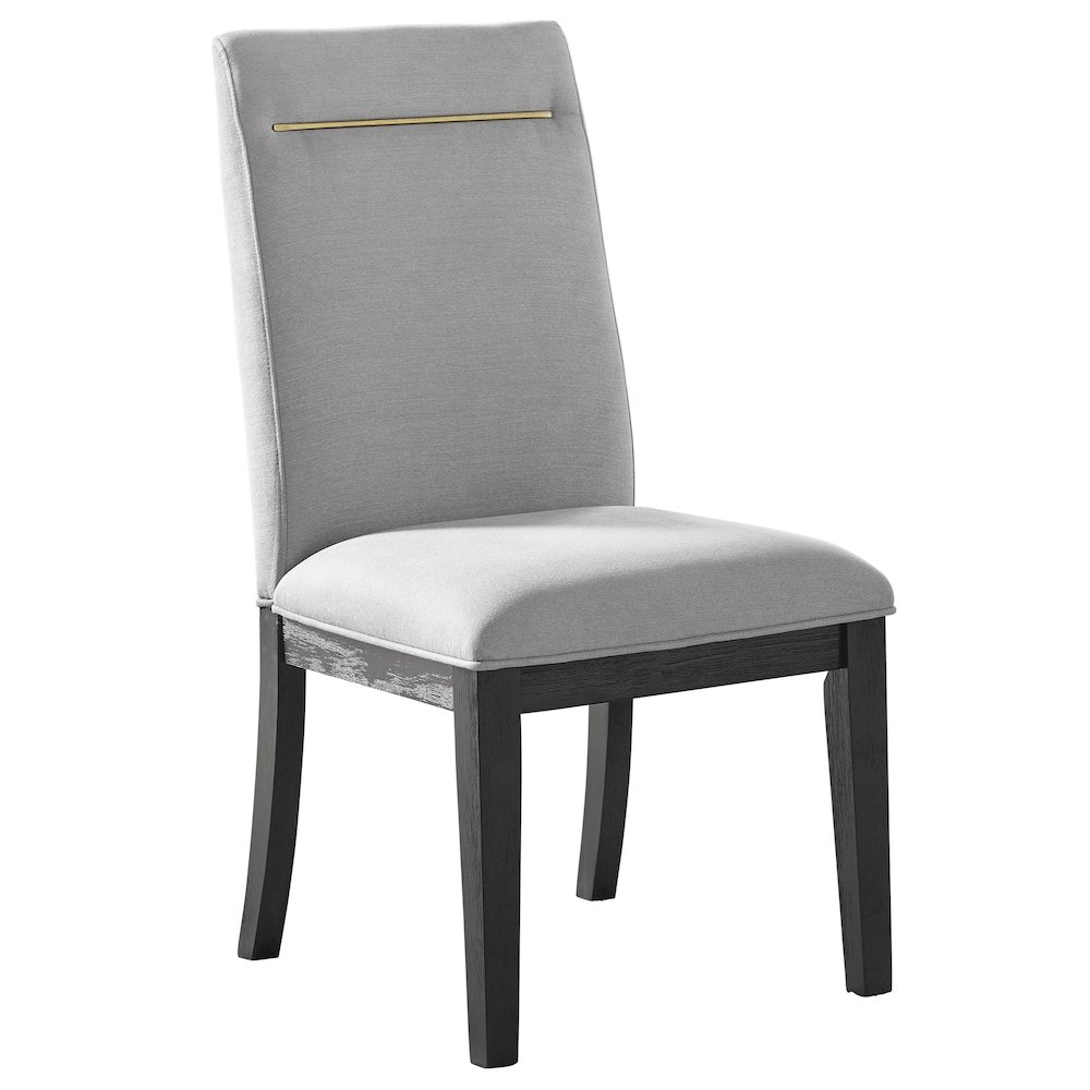 Yves Black Dining Table With 4 Grey Chairs. Picture 2