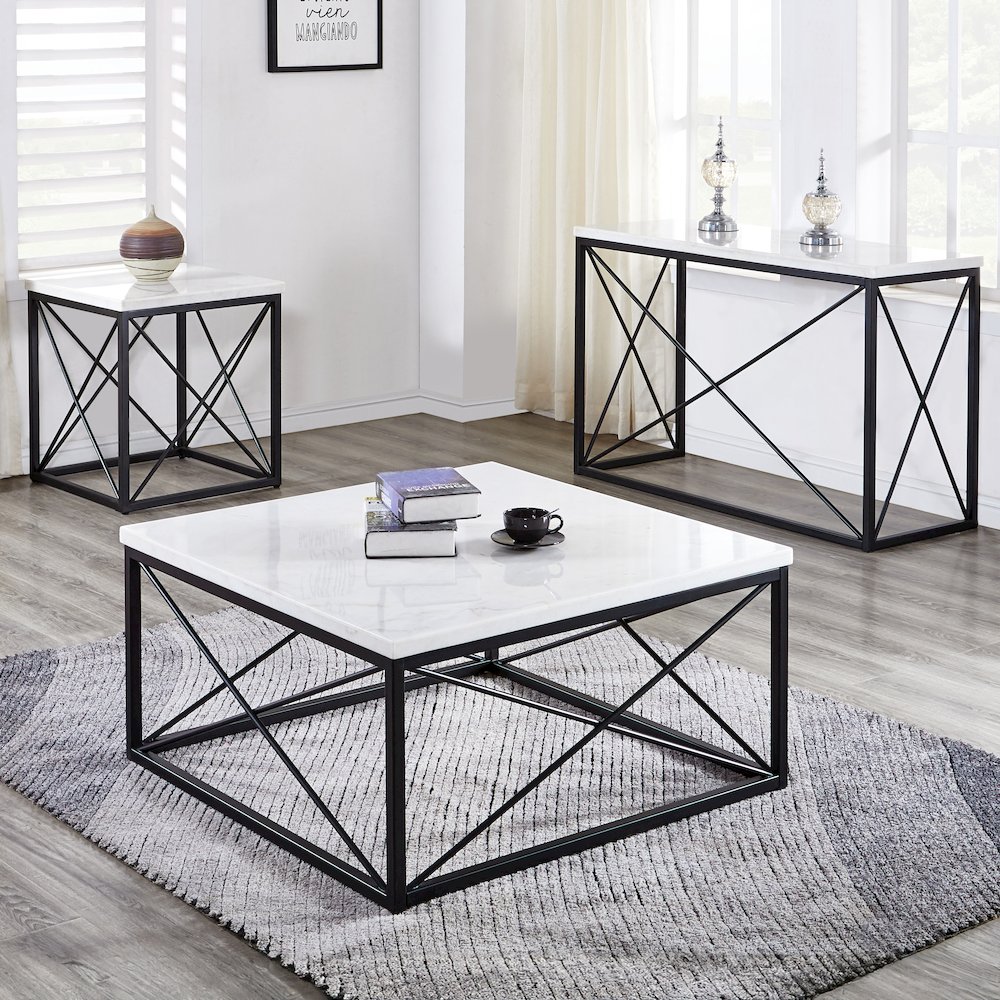 Skyler White Marble Top Square. Picture 3
