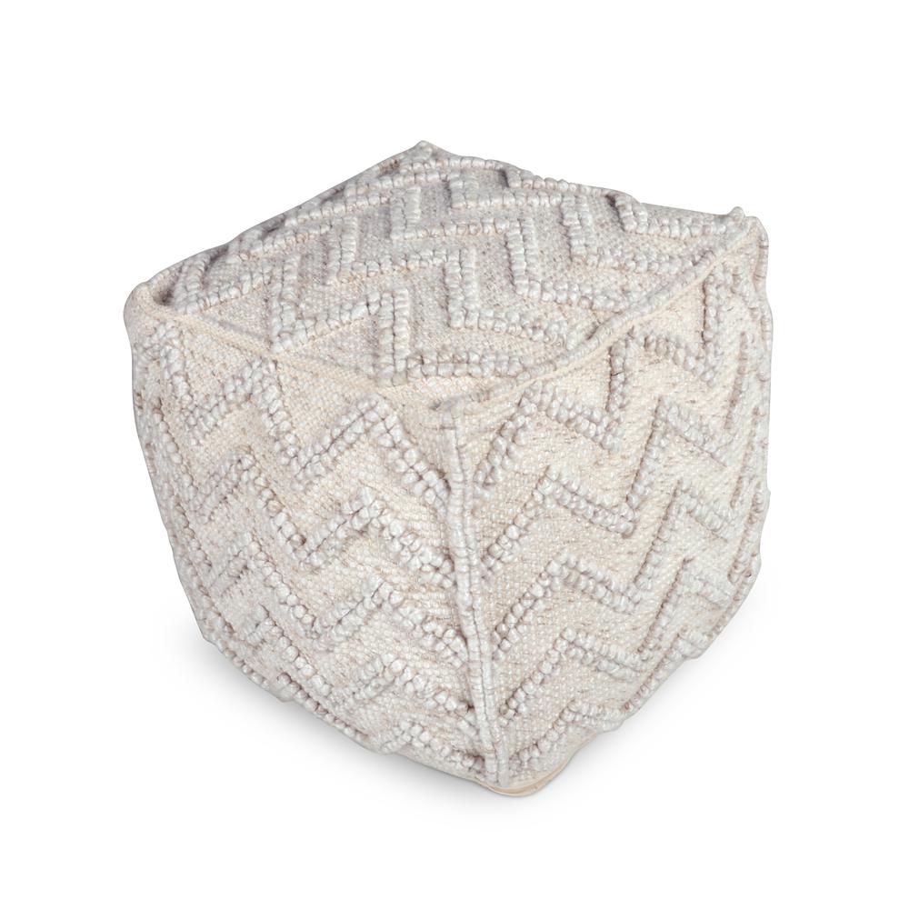 Kenzari Square Zigzag Handwoven Pouf. Picture 1