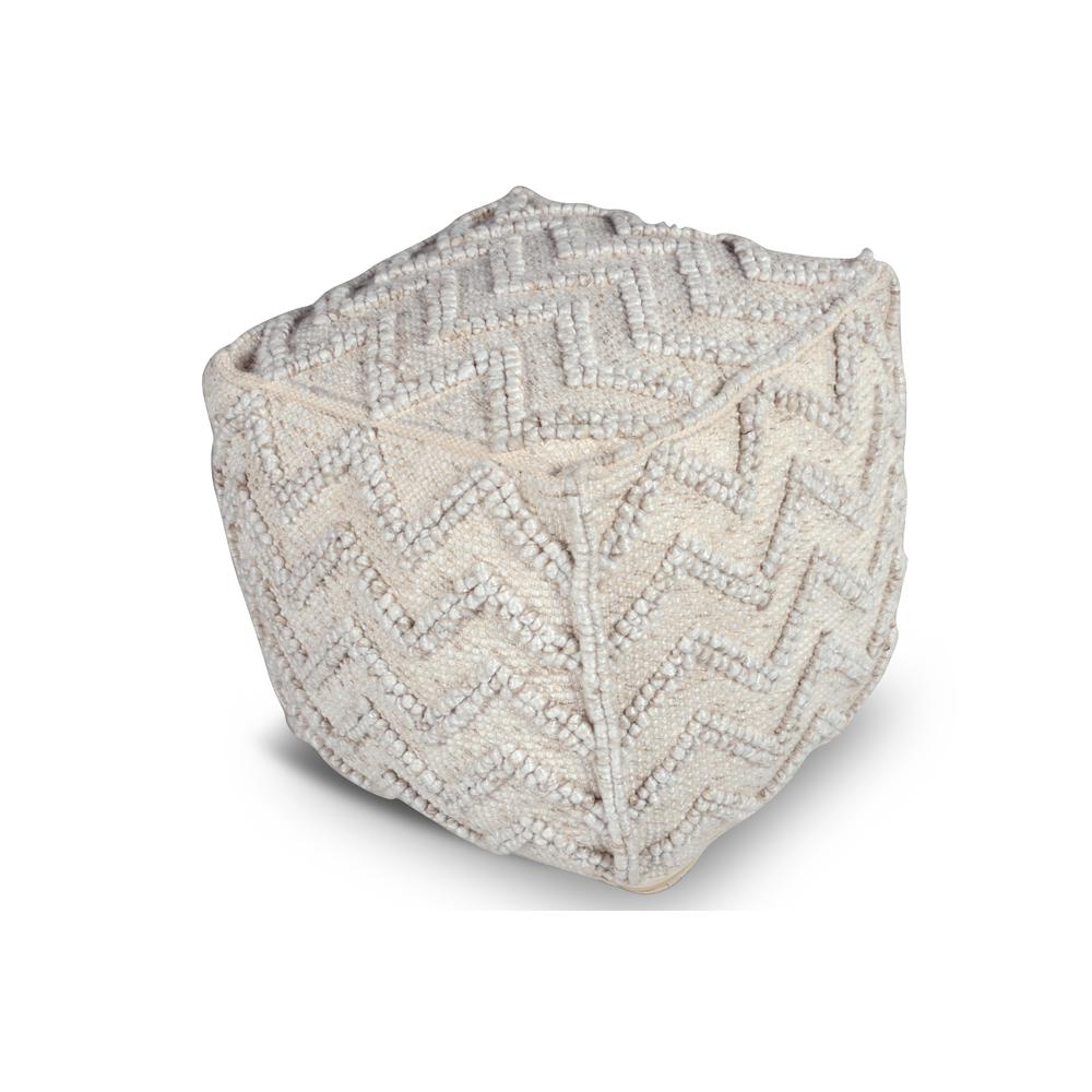 Kenzari Square Zigzag Handwoven Pouf. Picture 2