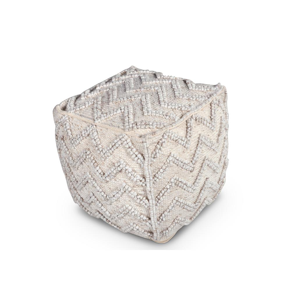 Kenzari Square Zigzag Handwoven Pouf. Picture 3