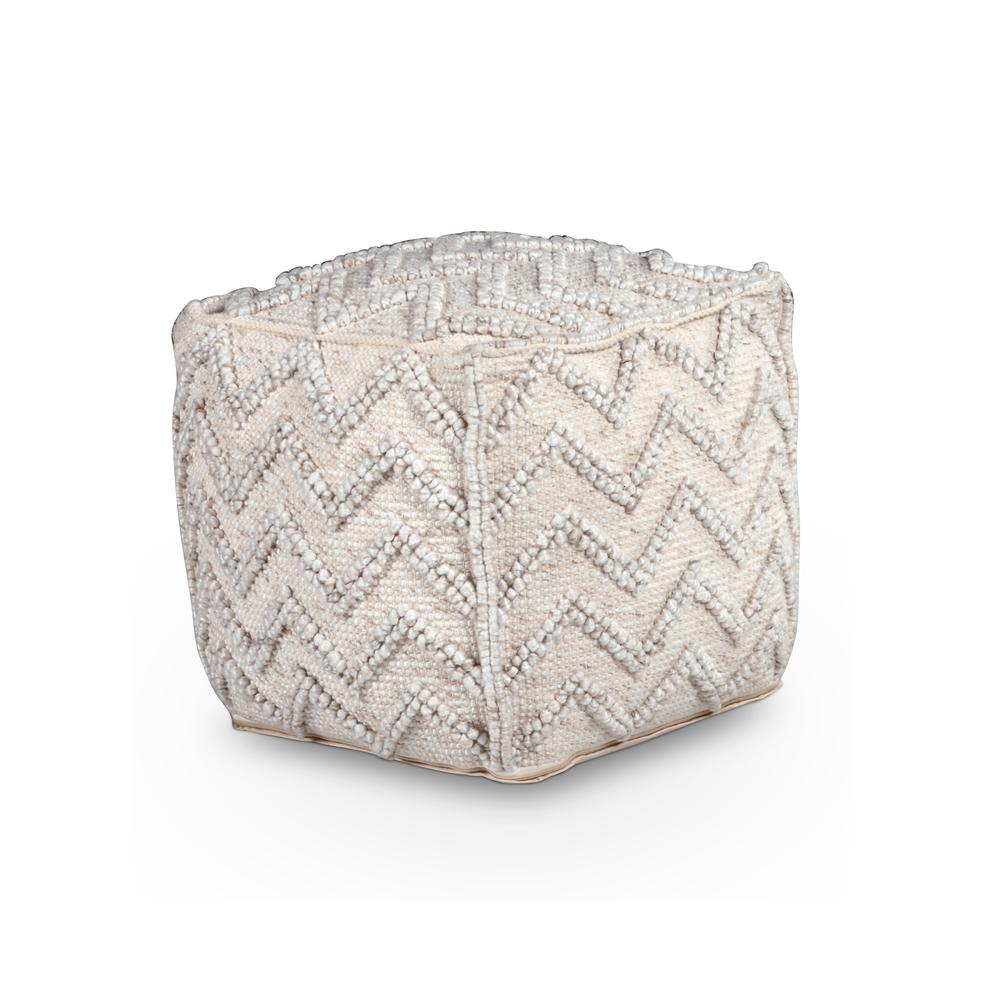 Kenzari Square Zigzag Handwoven Pouf. Picture 5