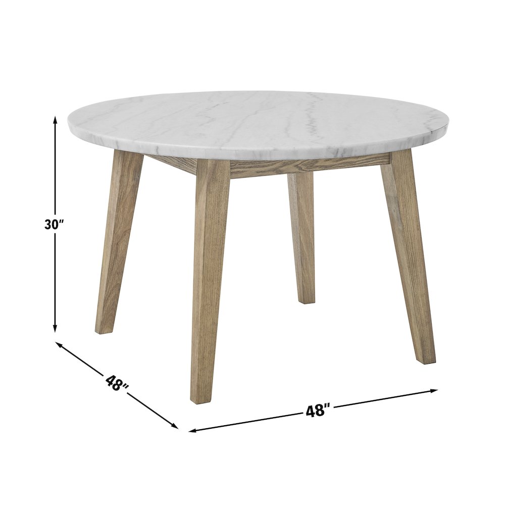 Vida 5-Piece 48" Round White Marble Dining Set. Picture 12