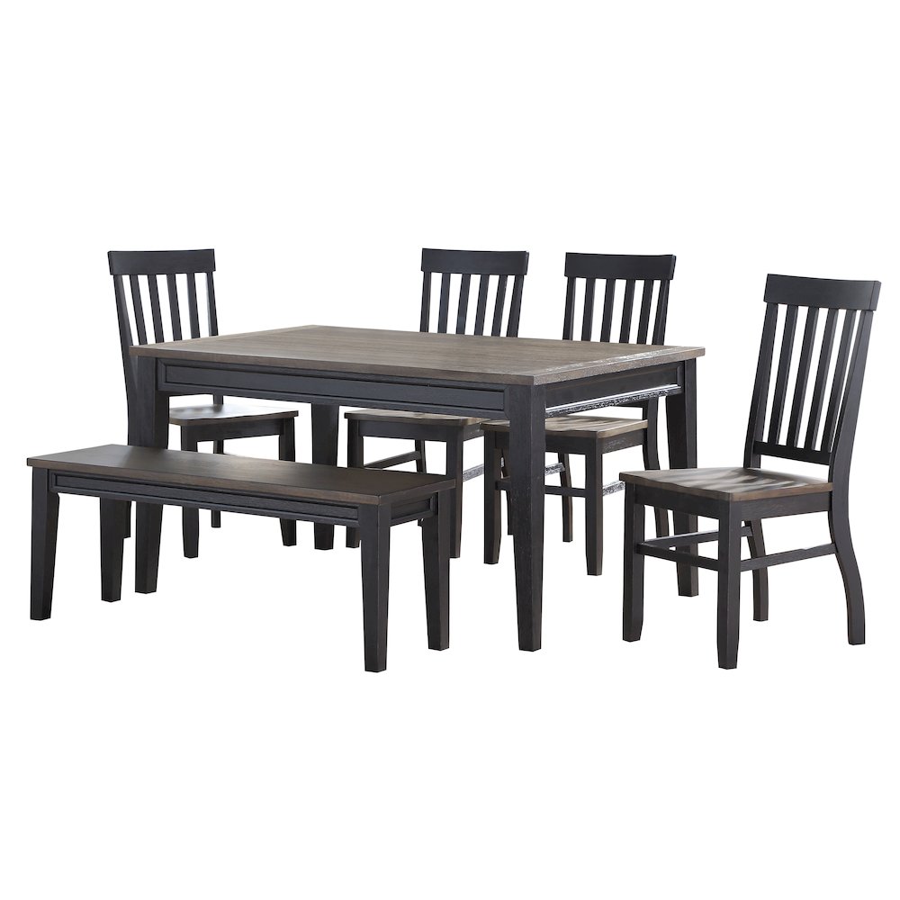 Raven Noir Dining Table with Bench and 4 Chairs. Picture 1