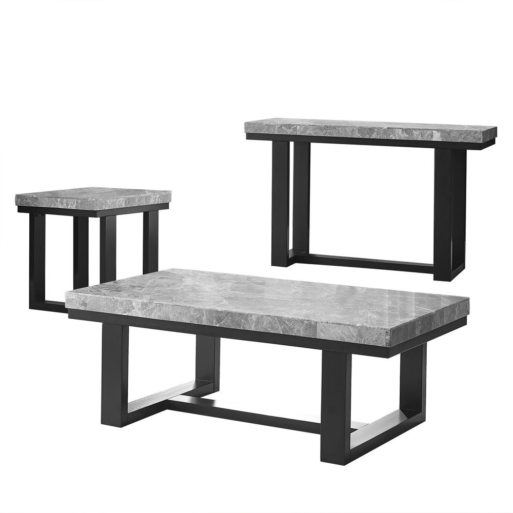 Lucca Gray  Marble 3pc Occasional Set. Picture 2